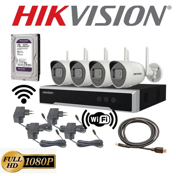 [NK42W0H-1T(WD)(D)(O-STD)_EU] Kit WiFi Hikvision 4 caméras 2MP Bullet disque 1To