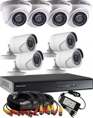 [DS-J142I_7208HGHI-M1+4+4CAM_Hybrid] Kit 8 Caméras analogiques Hikvision Smart Hybrid Light